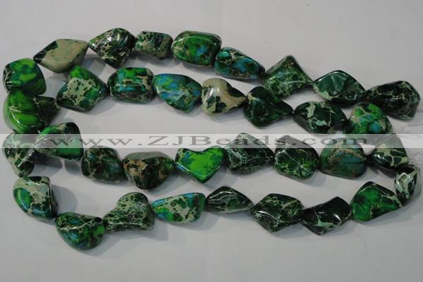 CDT961 15.5 inches 18*20mm nuggets dyed aqua terra jasper beads