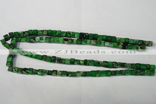 CDT969 15.5 inches 6*6mm cube dyed aqua terra jasper beads