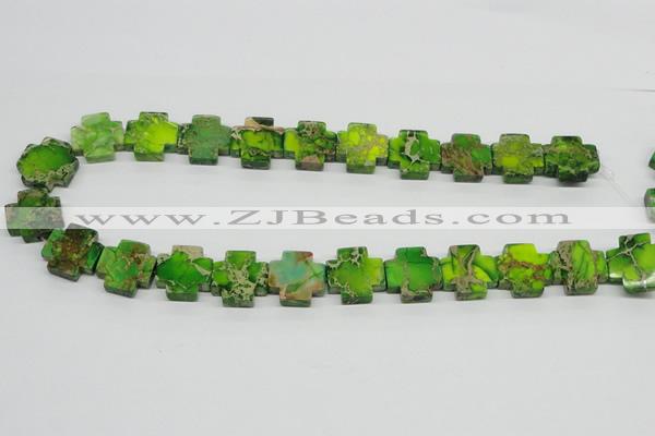 CDT97 15.5 inches 18*18mm cross dyed aqua terra jasper beads