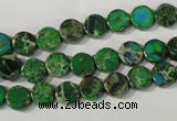 CDT970 15.5 inches 7mm flat round dyed aqua terra jasper beads