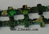 CDT978 15.5 inches 12*16mm cross dyed aqua terra jasper beads