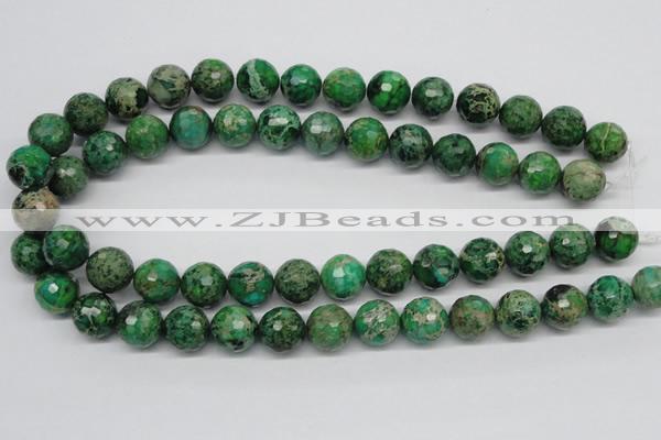 CDT98 15.5 inches 14mm faceted round dyed aqua terra jasper beads