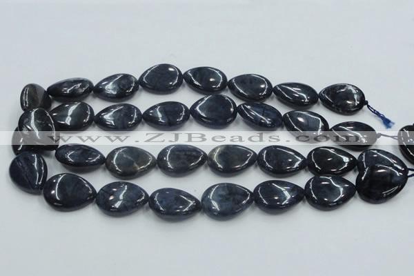 CDU03 15.5 inches 18*25mm flat teardrop natural blue dumortierite beads