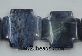 CDU05 15.5 inches 25*25mm cross natural blue dumortierite beads