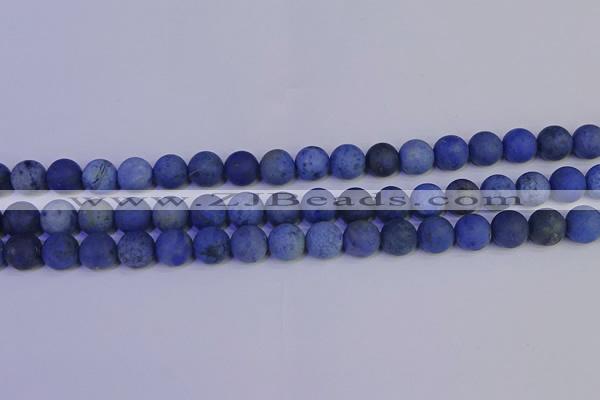 CDU303 15.5 inches 10mm round matte blue dumortierite beads