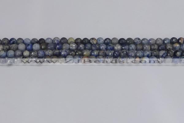 CDU308 15.5 inches 4mm faceted round blue dumortierite beads