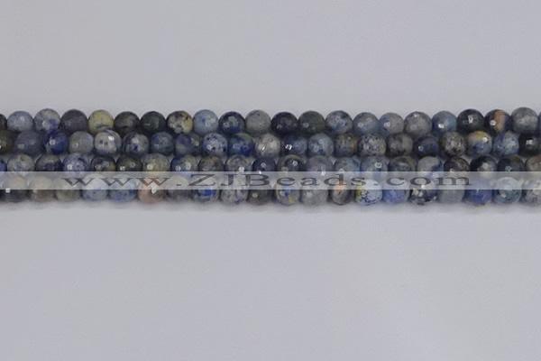 CDU309 15.5 inches 6mm faceted round blue dumortierite beads