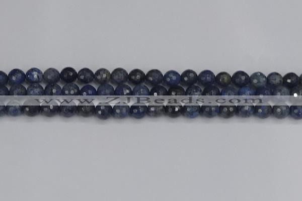 CDU317 15.5 inches 8mm faceted round blue dumortierite beads