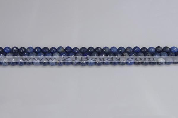 CDU322 15.5 inches 4mm faceted round blue dumortierite beads