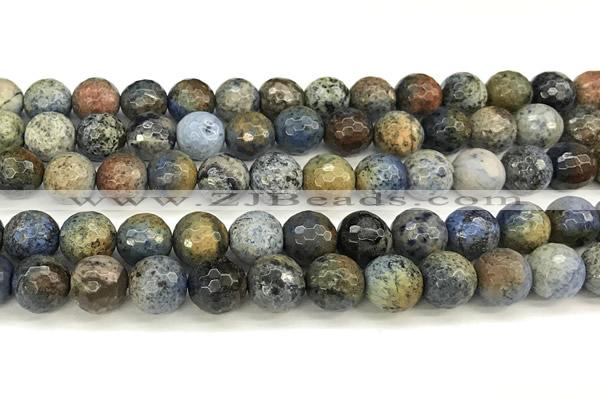 CDU382 15 inches 10mm faceted round dumortierite beads