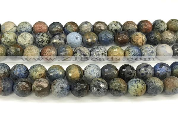CDU383 15 inches 12mm faceted round dumortierite beads