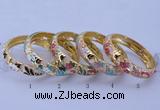 CEB39 5pcs 14mm width gold plated alloy with enamel bangles