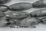 CEE31 15.5 inches 10*30mm faceted rice eagle eye jasper beads