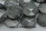 CEE38 15.5 inches 20mm faceted coin eagle eye jasper beads wholesale