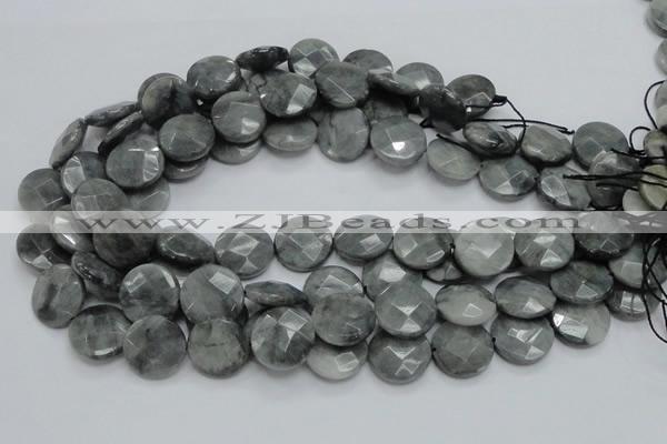 CEE38 15.5 inches 20mm faceted coin eagle eye jasper beads wholesale