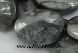 CEE44 15.5 inches 30*40mm faceted oval eagle eye jasper beads