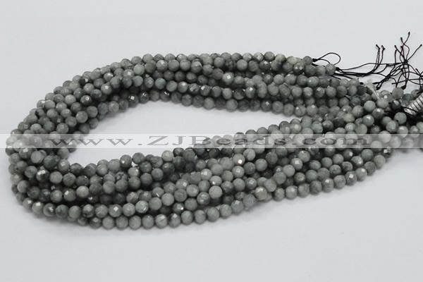 CEE48 15.5 inches 4mm faceted round eagle eye jasper beads wholesale