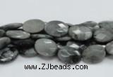 CEE50 15.5 inches 8*10mm faceted oval eagle eye jasper beads