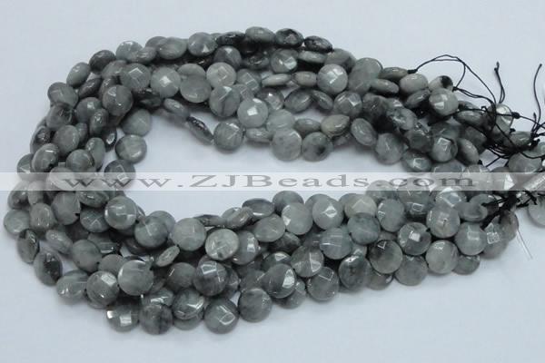 CEE56 15.5 inches 8mm faceted coin eagle eye jasper beads