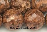 CEJ313 15 inches 12mm faceted round elephant skin jasper beads