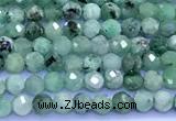 CEM77 15 inches 2mm faceted round emerald beads