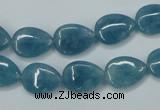 CEQ101 15.5 inches 10*14mm flat teardrop blue sponge quartz beads