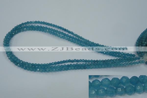 CEQ11 15.5 inches 4mm faceted round blue sponge quartz beads