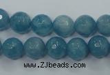 CEQ15 15.5 inches 10mm faceted round blue sponge quartz beads