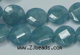 CEQ183 15.5 inches 14mm faceted coin blue sponge quartz beads