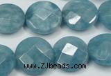 CEQ185 15.5 inches 18mm faceted coin blue sponge quartz beads