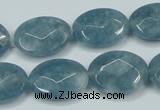 CEQ194 15.5 inches 15*20mm faceted oval blue sponge quartz beads