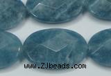 CEQ196 15.5 inches 20*30mm faceted oval blue sponge quartz beads