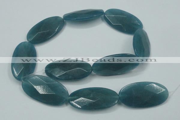CEQ197 15.5 inches 20*40mm faceted oval blue sponge quartz beads