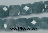 CEQ223 15.5 inches 14*14mm faceted square blue sponge quartz beads