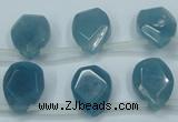 CEQ255 15.5 inches 13*16mm faceted flat teardrop blue sponge quartz beads