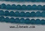 CEQ265 15.5 inches 4mm round matte blue sponge quartz beads