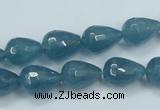 CEQ51 15.5 inches 10*14mm faceted teardrop blue sponge quartz beads