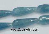 CEQ55 15.5 inches 10*30mm faceted teardrop blue sponge quartz beads