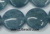 CEQ98 15.5 inches 25mm flat round blue sponge quartz beads