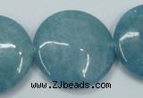 CEQ99 15.5 inches 30mm flat round blue sponge quartz beads