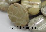 CFA21 15.5 inches 22*30mm twisted oval chrysanthemum agate beads