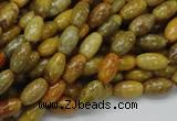 CFA35 15.5 inches 6*10mm rice yellow chrysanthemum agate beads