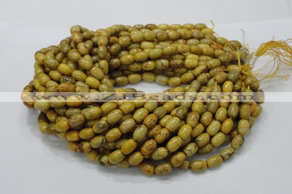 CFA36 15.5 inches 8*12mm rice yellow chrysanthemum agate beads