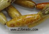 CFA37 15.5 inches 12*40mm rice yellow chrysanthemum agate beads