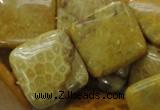 CFA39 15.5 inches 25*25mm square yellow chrysanthemum agate beads