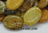 CFA48 15.5 inches 18*25mm oval yellow chrysanthemum agate beads