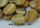 CFA59 15.5 inches 15*20mm twisted oval yellow chrysanthemum agate beads