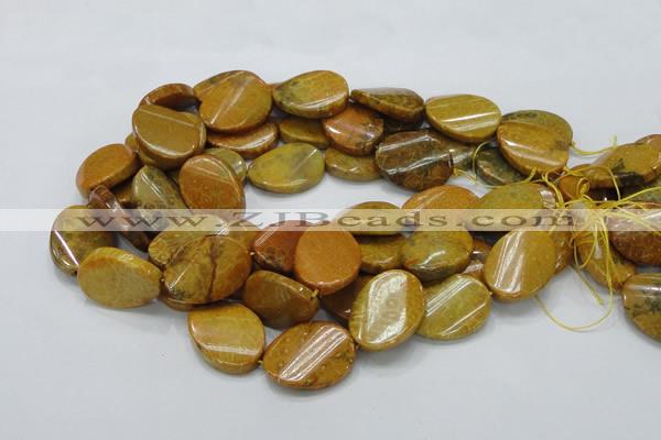 CFA60 15.5 inches 22*30mm twisted oval yellow chrysanthemum agate