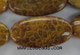 CFA61 15.5 inches 20*40mm oval yellow chrysanthemum agate beads