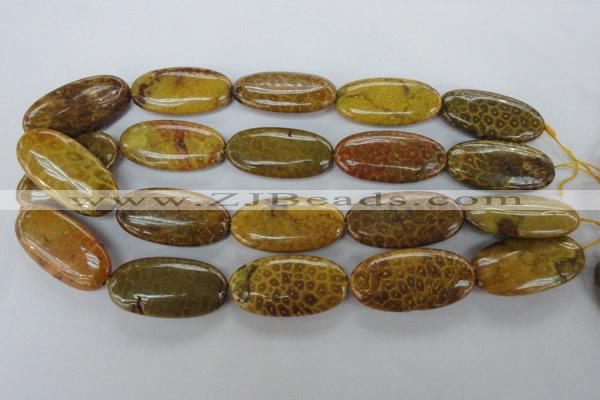 CFA61 15.5 inches 20*40mm oval yellow chrysanthemum agate beads
